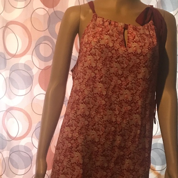 Red & White Flower Sleeveless Tank Tie  Shoulder - Picture 4 of 6